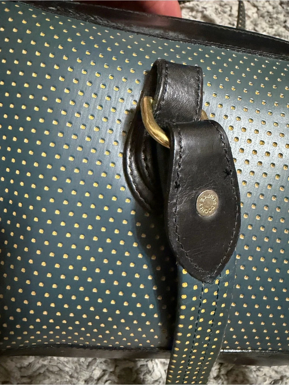 Dooney & Bourke Perforated Green and Black Cabrio Leather Satchel